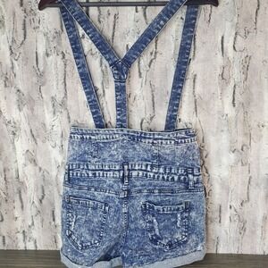 JC JQ High Waisted Jean Shorts Overalls Button Fly Acid Wash Y2K Junior L  Large